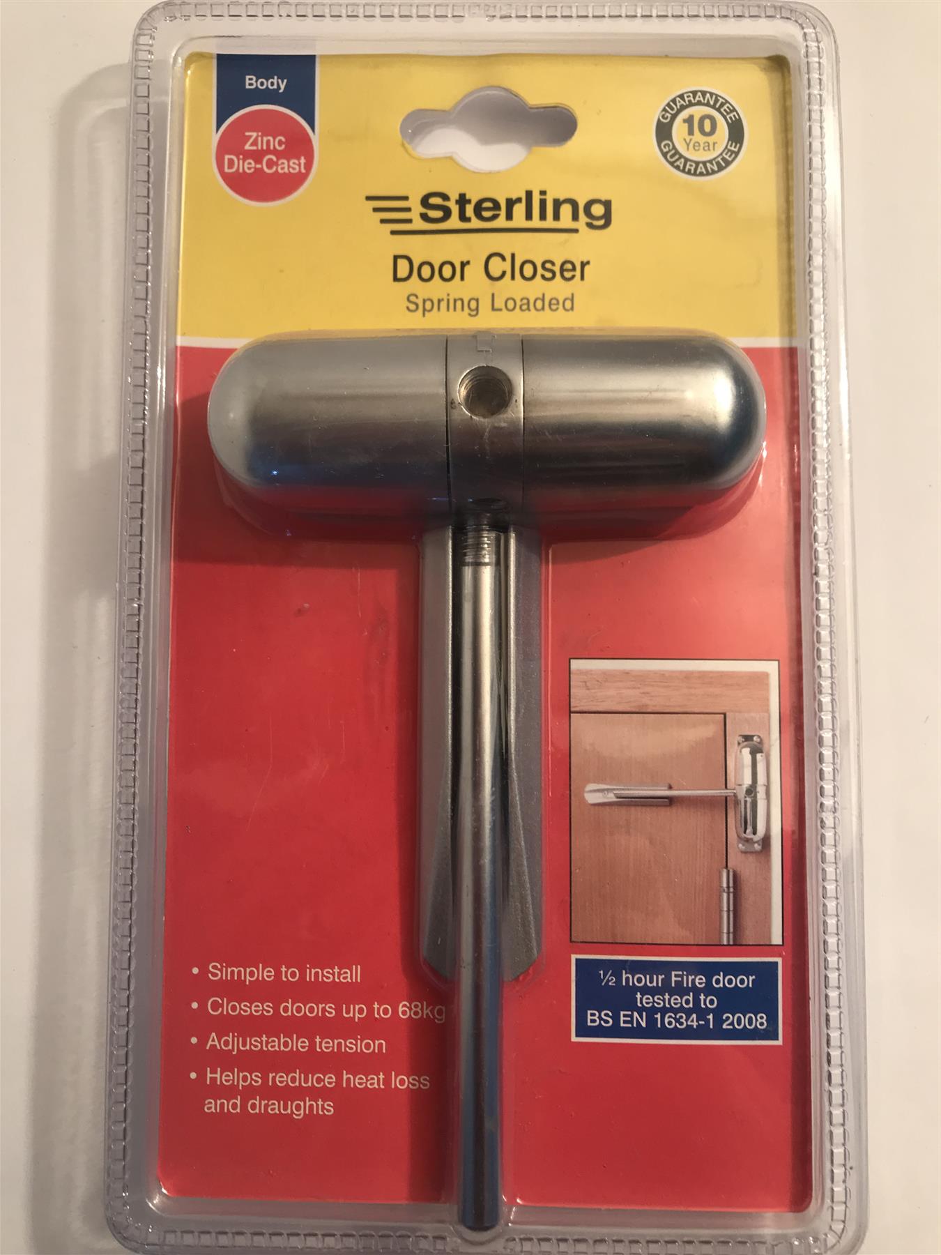 Sterling Spring Loaded Door Closer  Satin Chrome  DCSC217