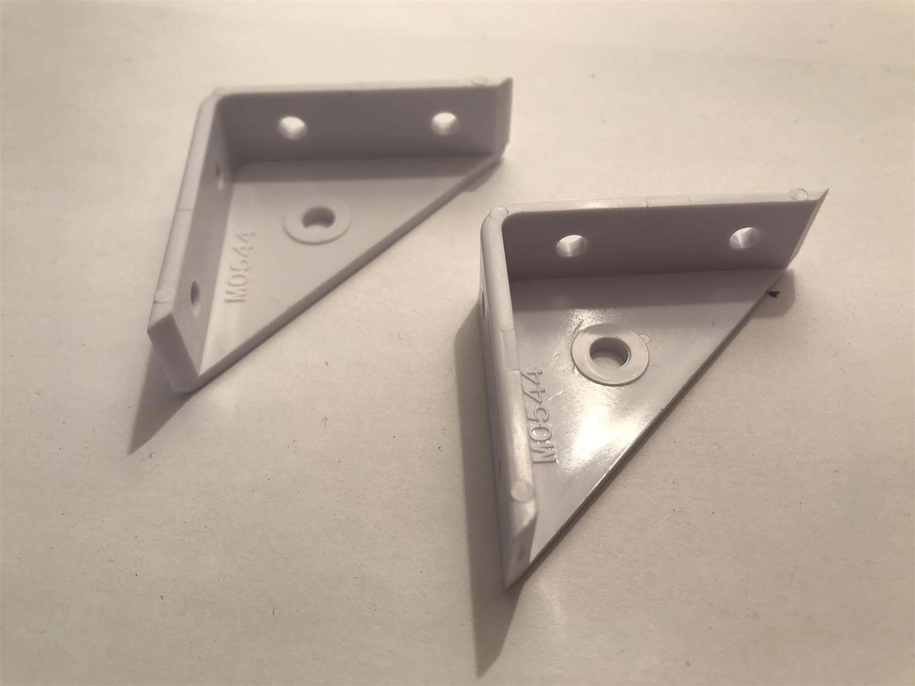 2 x White Plastic Corner Brace Brackets 50mm x 50mm
