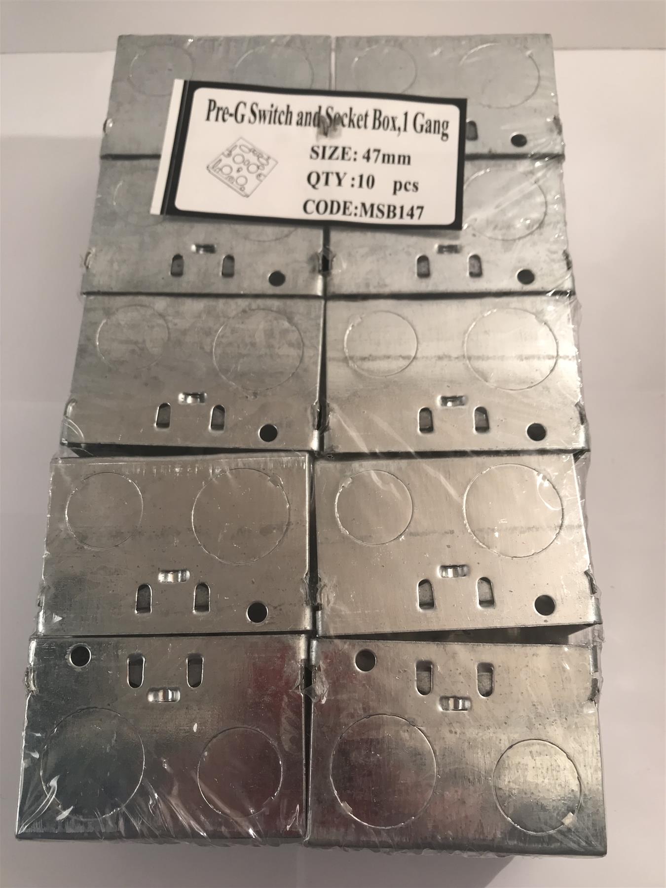10 x Pre-G Switch and Socket Box, 1 Gang 47mm MSB147