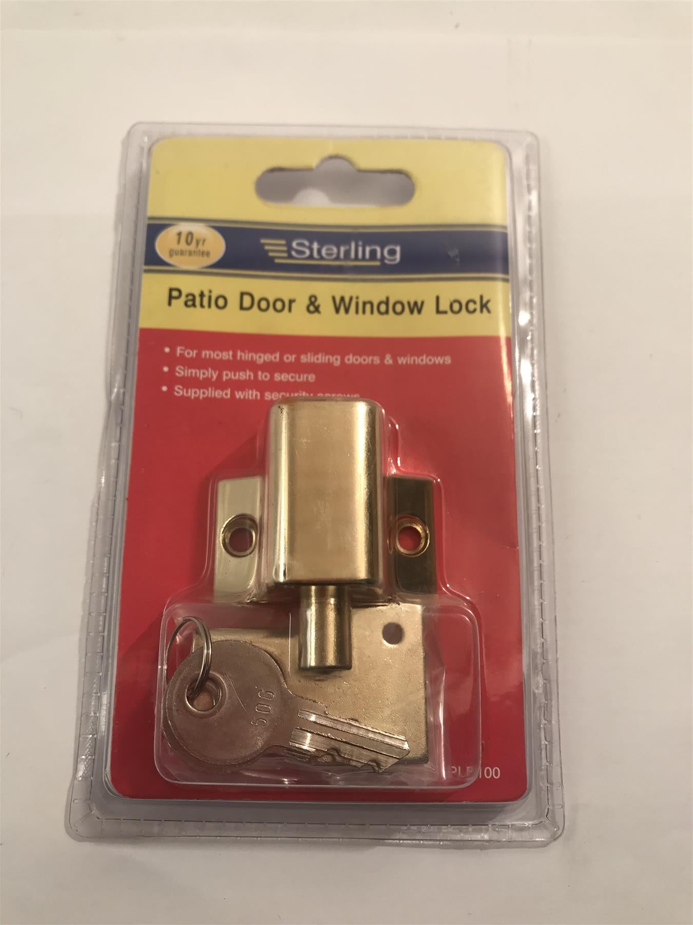 Sterling PLB100 Patio Door and Window Lock - Brass