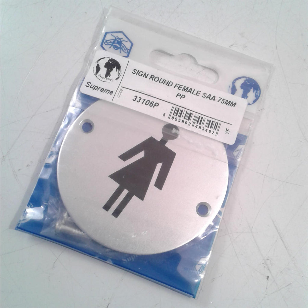 Supreme Round Female WC Sign with screws