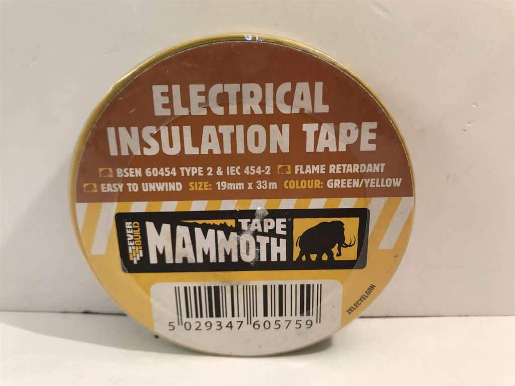 Mammoth Green/Yellow Electrical Insulation Tape 19mm x 33m 2ELECYELGRN