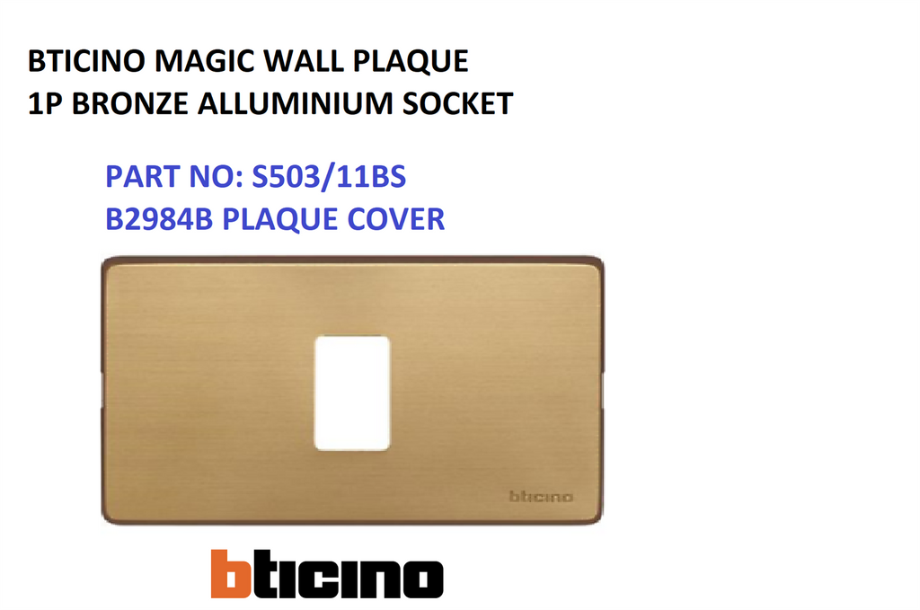 NEW BTICINO MAGIC PLAQUE COVER PLATE BRONZE S503/11BS