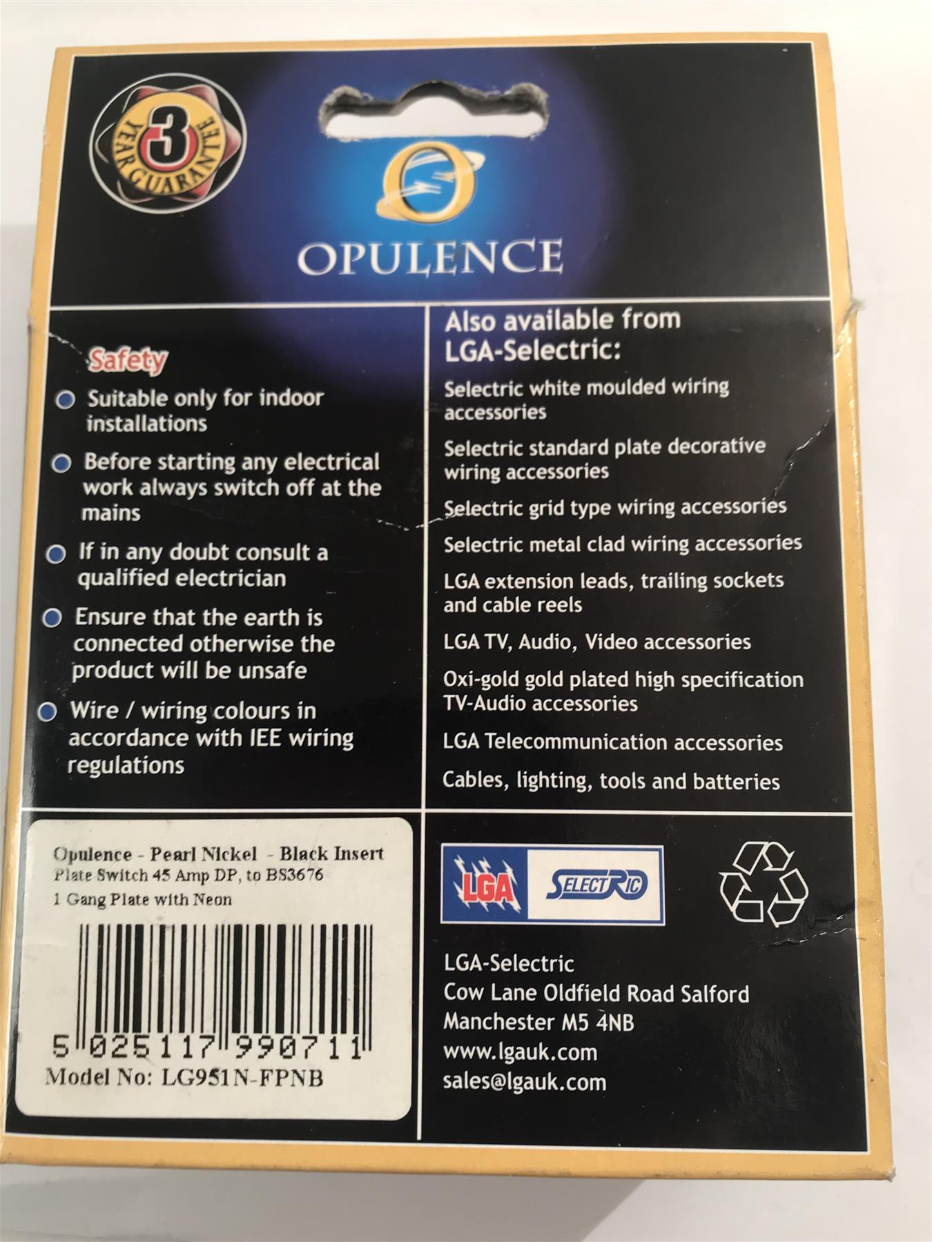 Opulence 45 amp DP Switch 1 Gang Neon Pearl/Nickel Black Insert  LG951N-FPNB