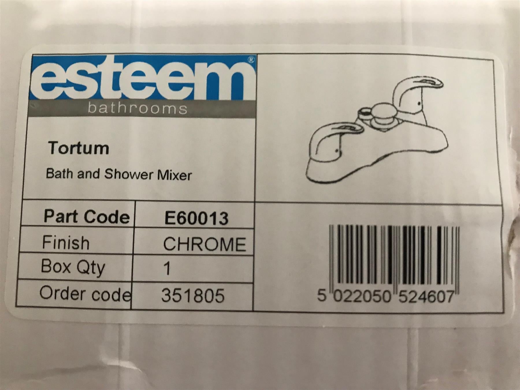 Esteem Tortum Bath and Shower Mixer E60013  Chrome