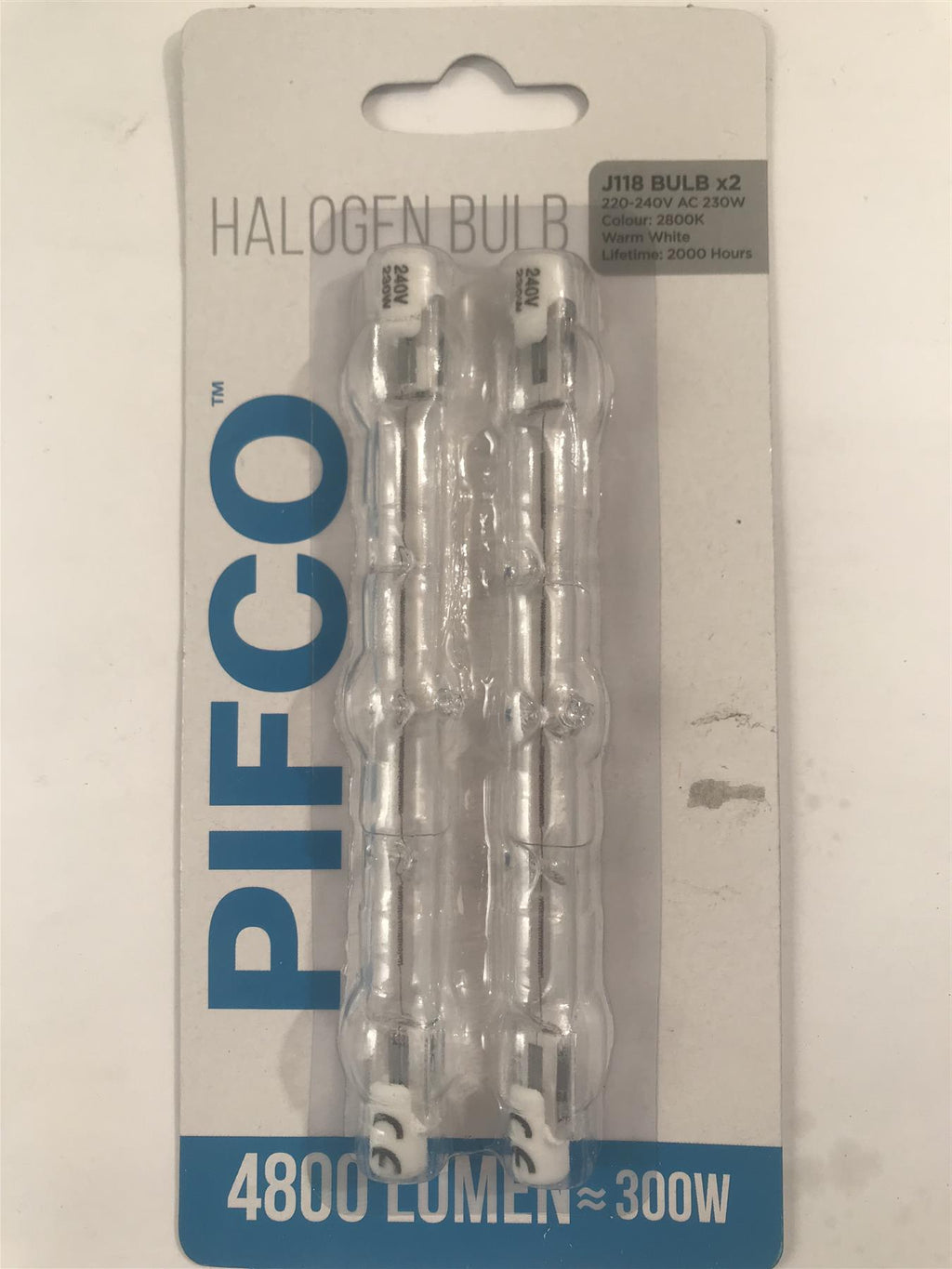 Pifco J118 Halogen Bulb 230W 4800lm 2800k Warm White (2 Pk) BLB1082