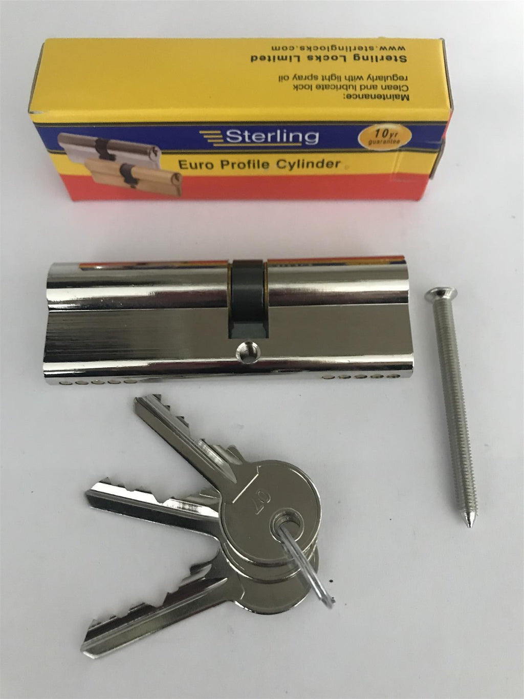 Sterling EPN4050 Double Euro 5 Pin Cylinder 90mm (40x50), Polished Nickel