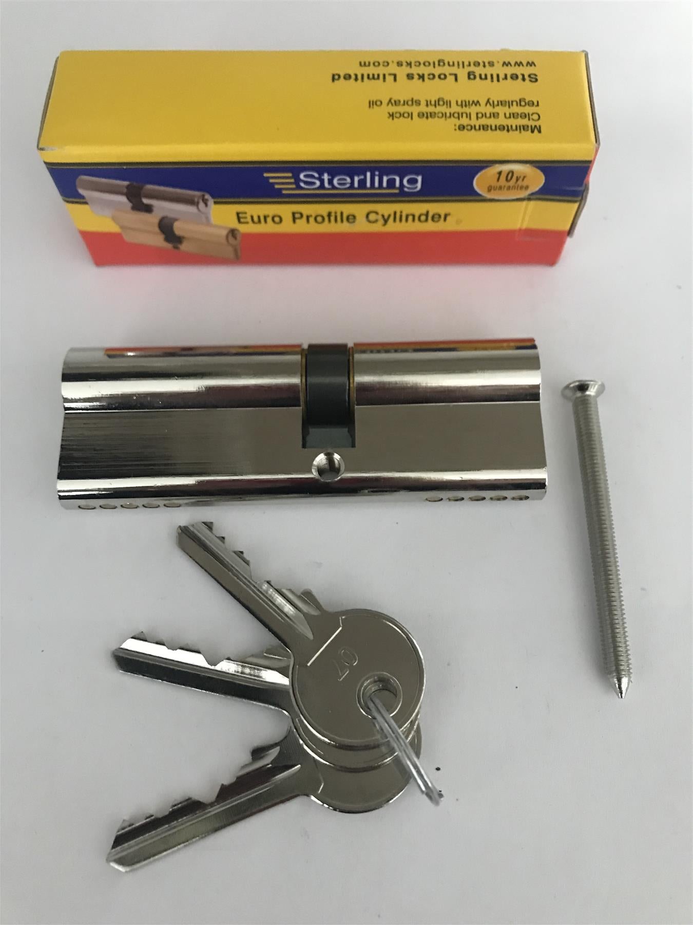 Sterling EPN4050 Double Euro 5 Pin Cylinder 90mm (40x50), Polished Nickel