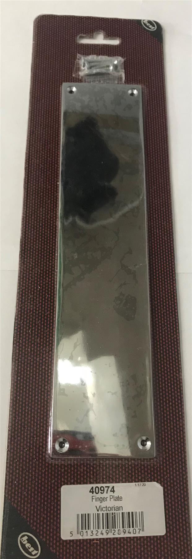 Best Heavy Duty Victorian Finger Plate Polished Chrome 63 x 280mm  40974