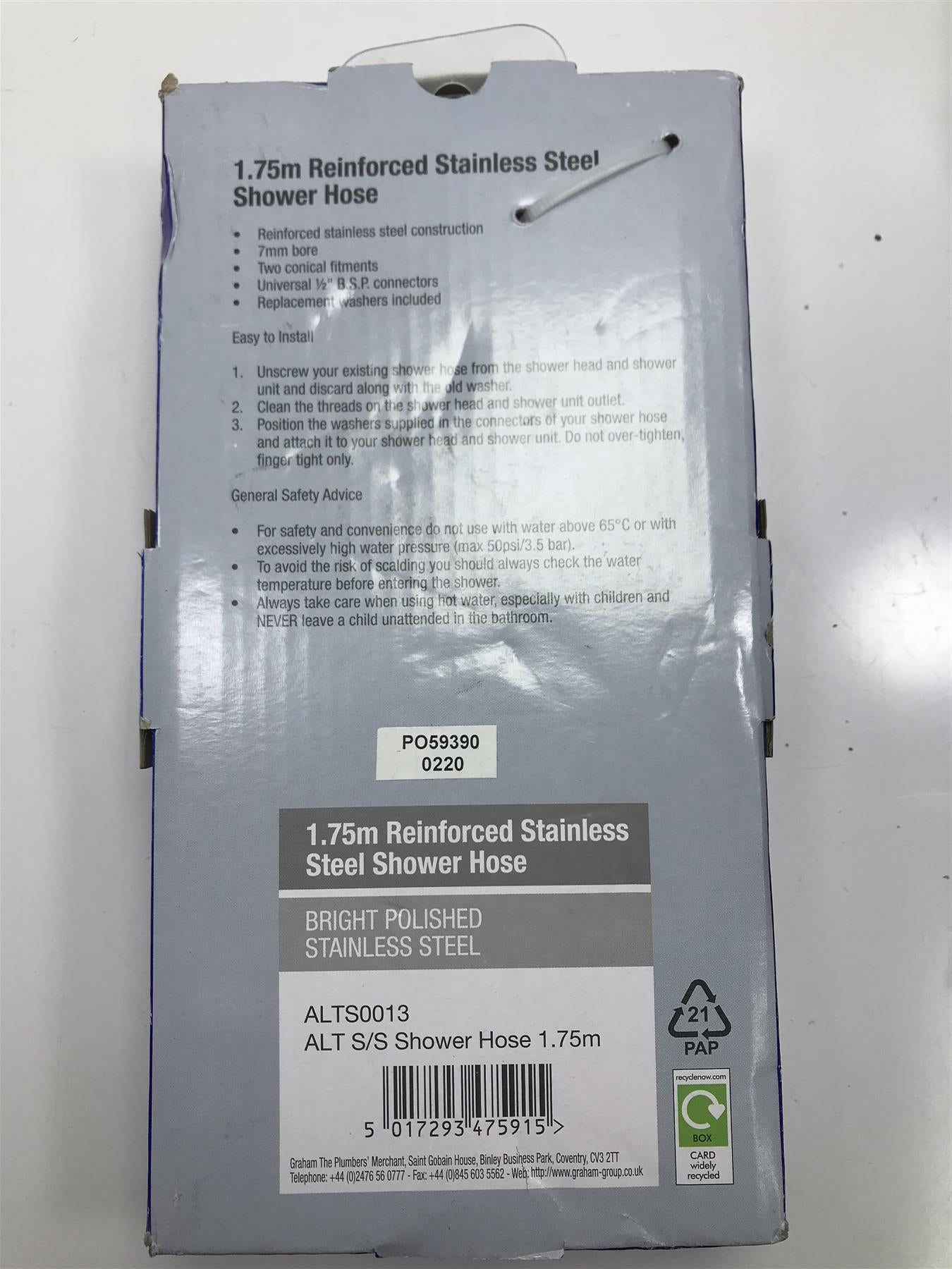 Alterna ALTS0013 Stainless Steel Shower Hose 1.75m