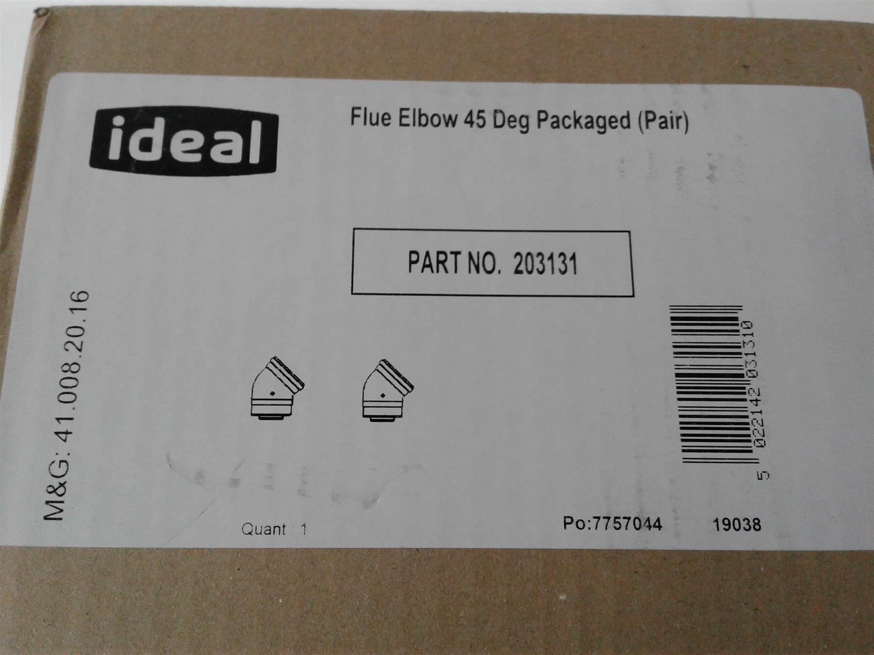 New Ideal 203131 Flue Elbow 45 Deg Packaged Pair 60/100mm (2)