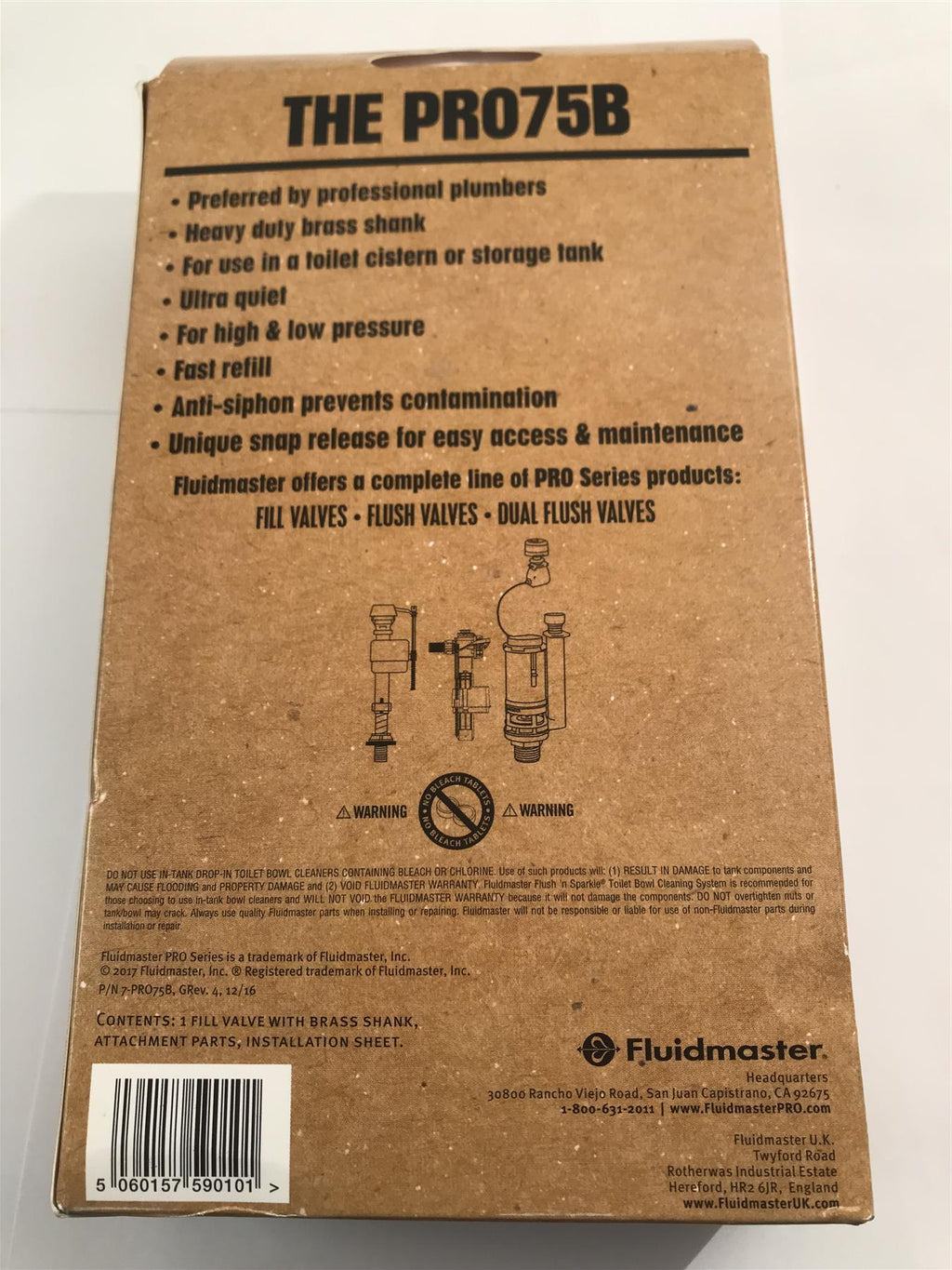 Fluidmaster PRO75B Pro Side Entry Fill Valve 1/2 Brass Shank