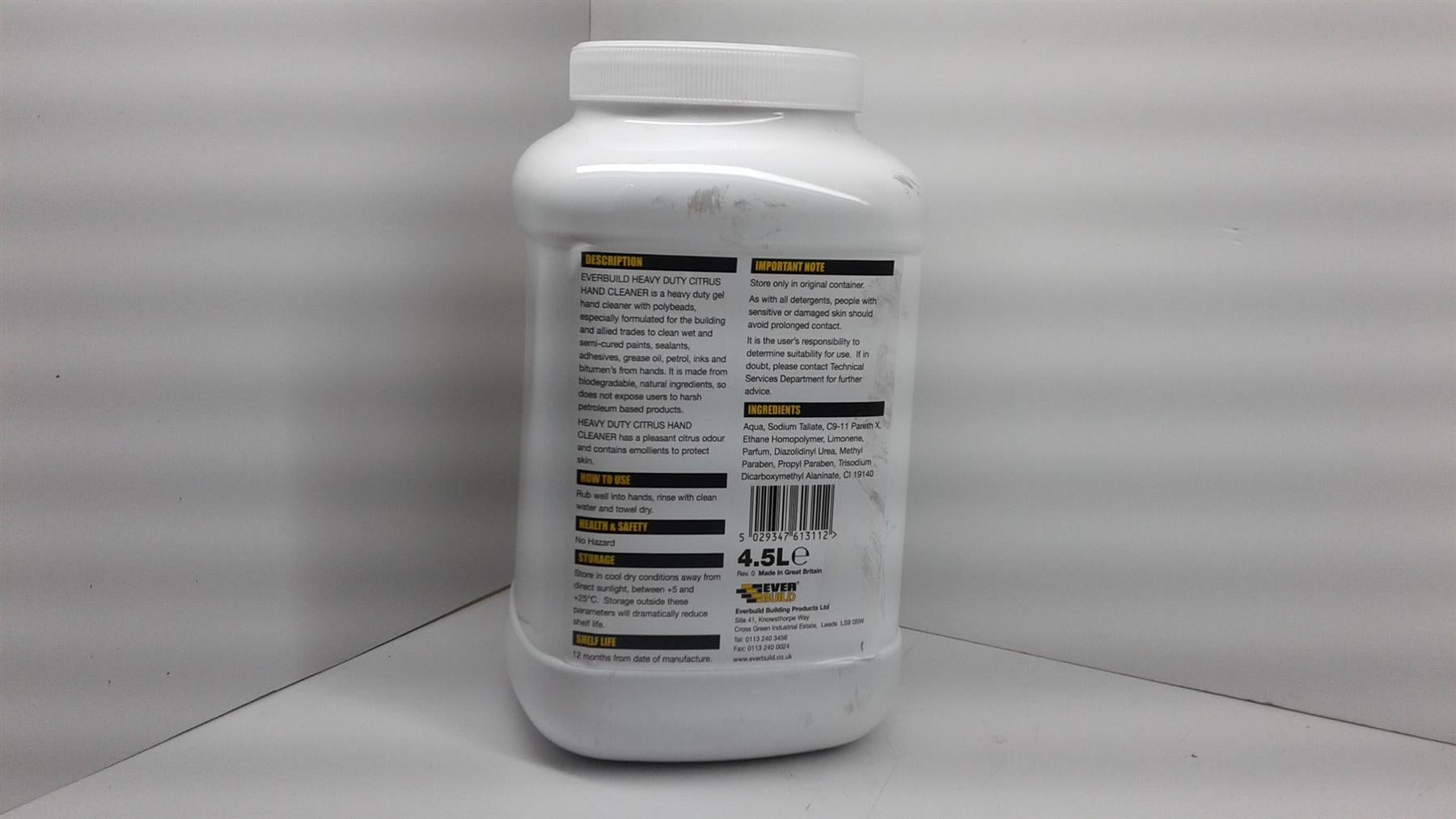 Everbuild Heavy Duty Citrus Hand Cleaner 4.5 Ltr