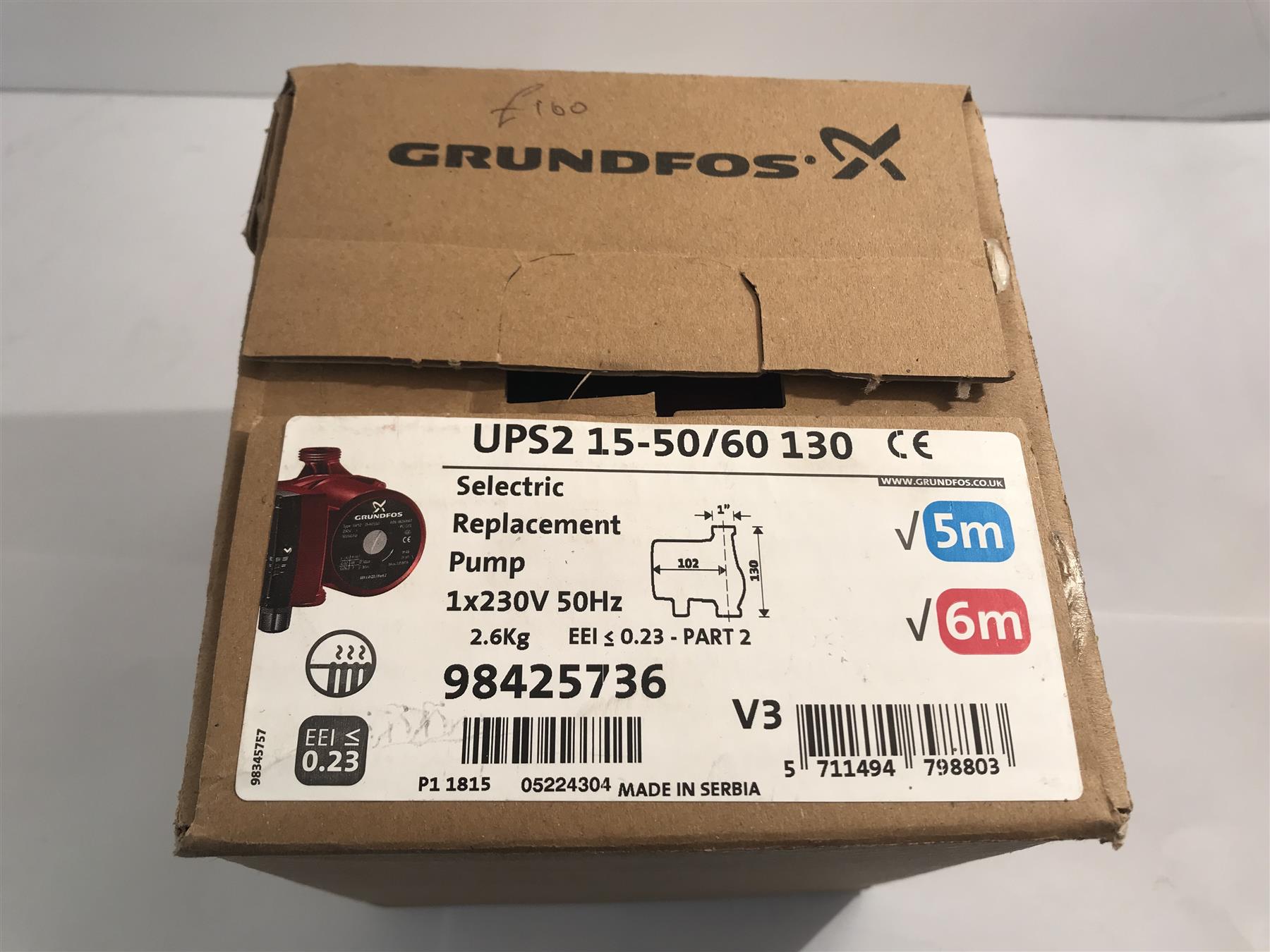 GRUNDFOS SELECTRIC UPS2 15-50/60 130 PUMP 98425736
