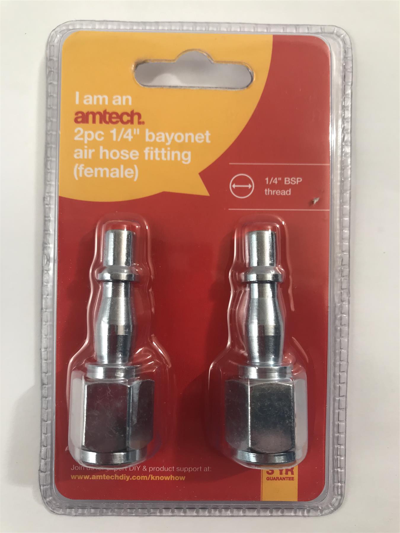 Amtech 2pc 1/4" BSP Female Bayonet Air Hose Coupler Fitting  Y0410