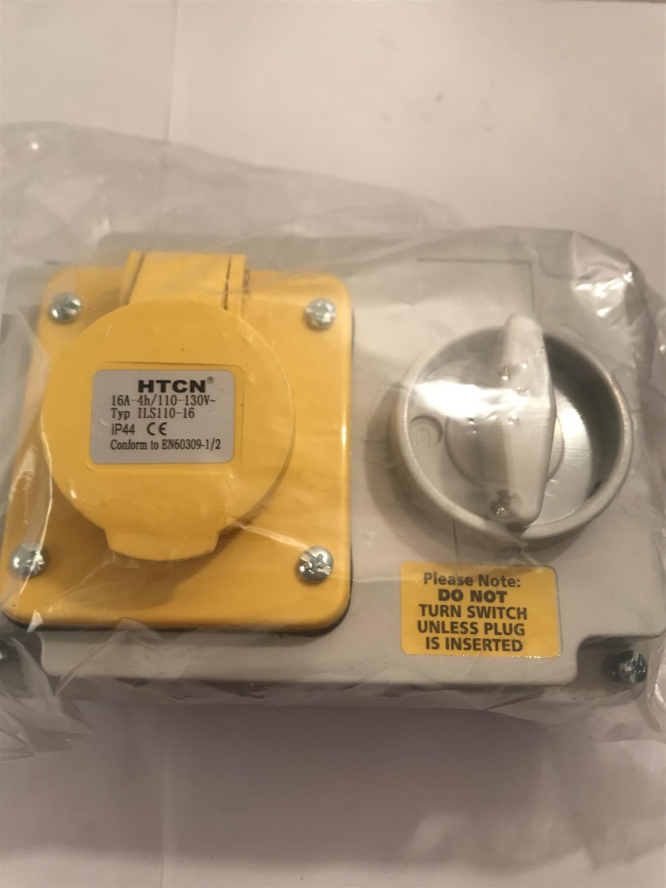 16 Amp 3 Pin Interlock Socket Switch 110-130V Waterproof IP44