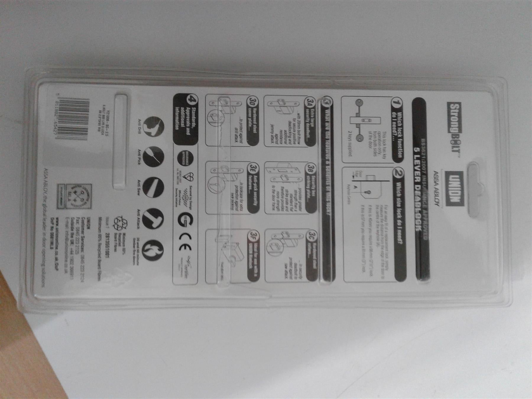 Union BS3621:2007 5 Lever Deadlock