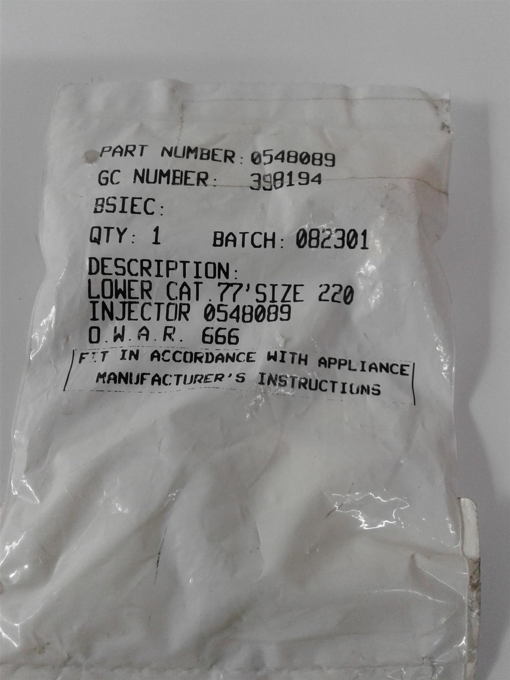 NEW GAS LOWER INJECTOR  0548089