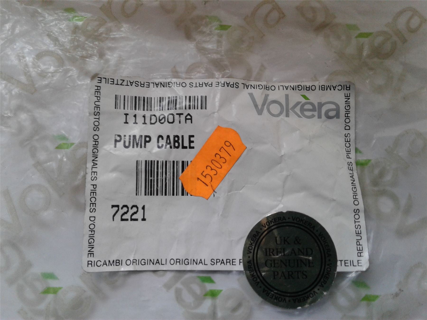 NEW VOKERA 7221 PUMP CABLE