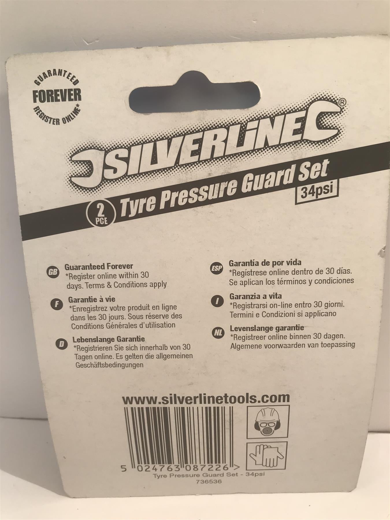Silverline 2pc Tyre Pressure Guard Set 34psi  736536
