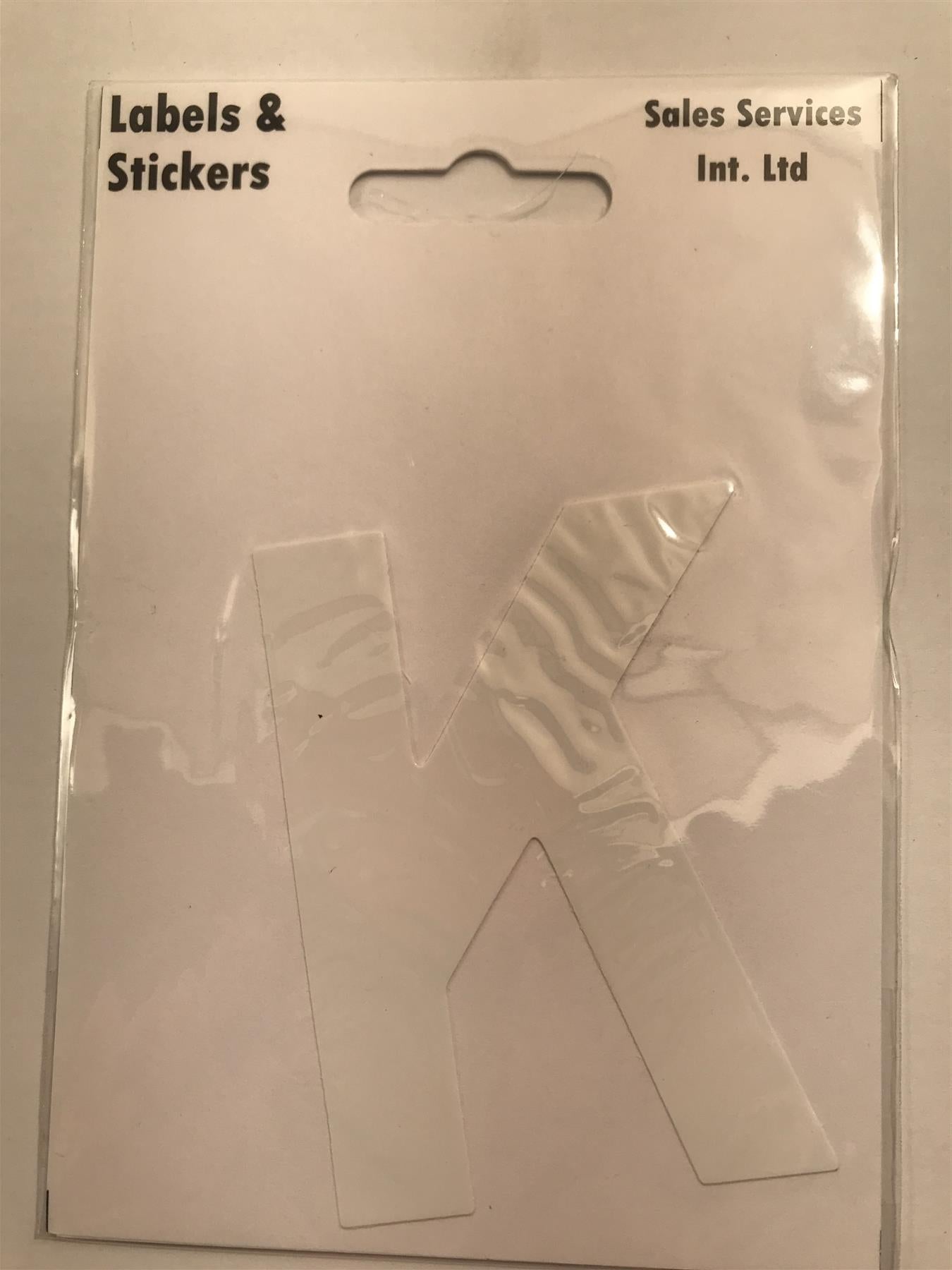 White Letter K Self  Adhesive Waterproof Sticker 8 x 6cm