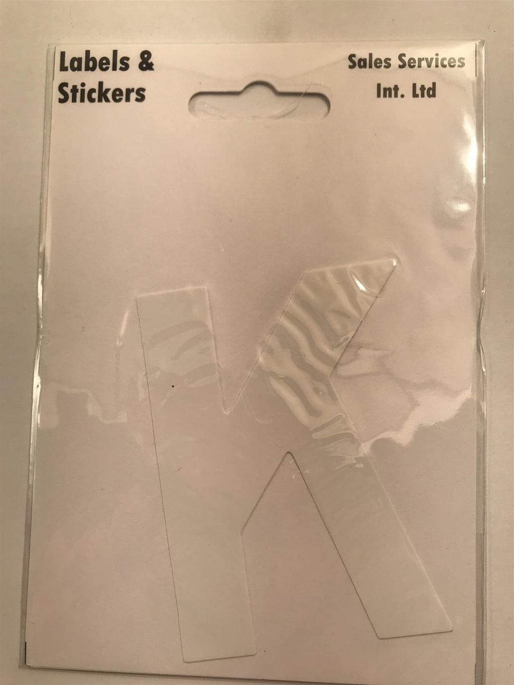 White Letter K Self  Adhesive Waterproof Sticker 8 x 6cm