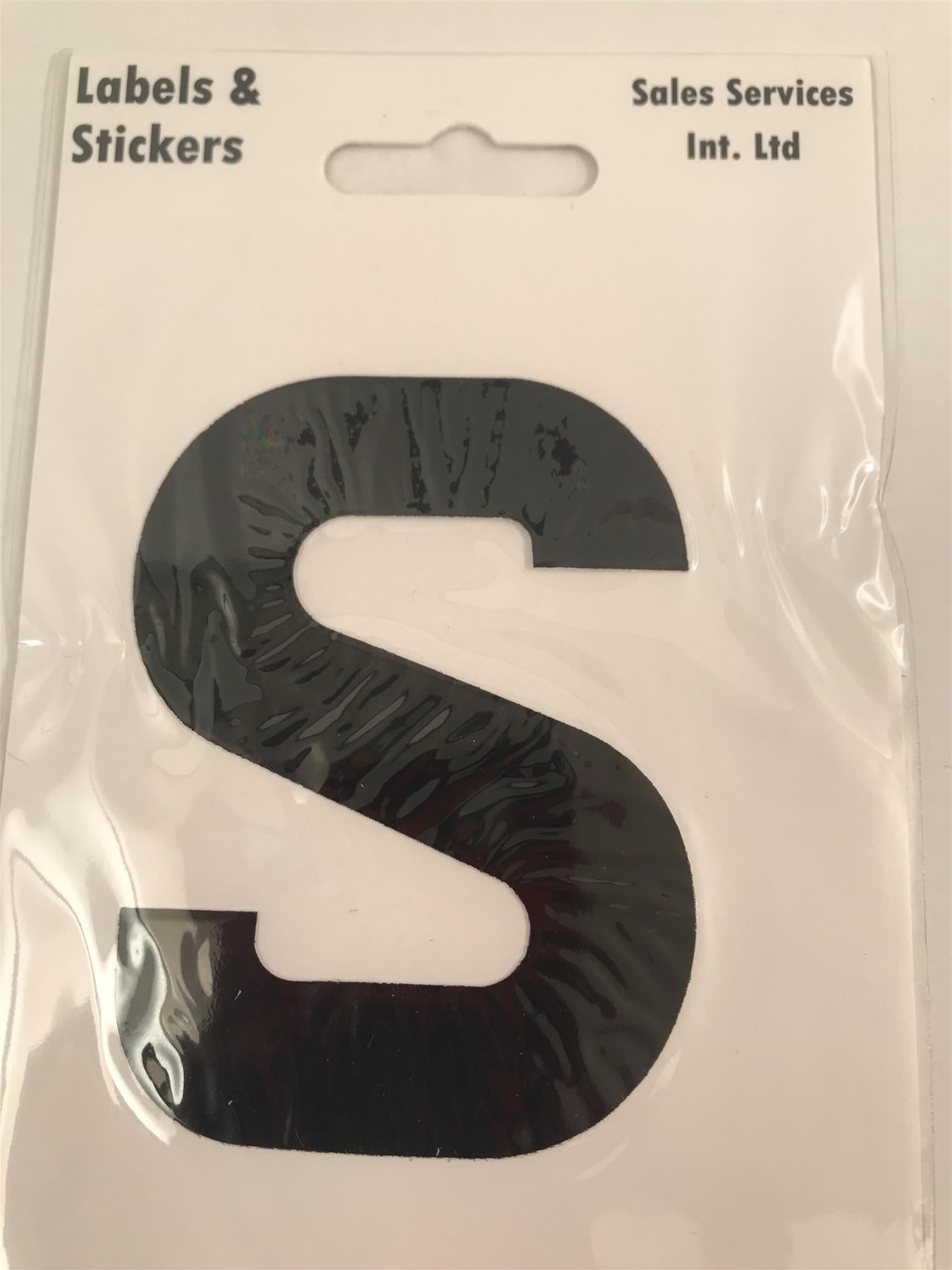 Black Letter S Self Adhesive Waterproof Sticker 8 x 6cm