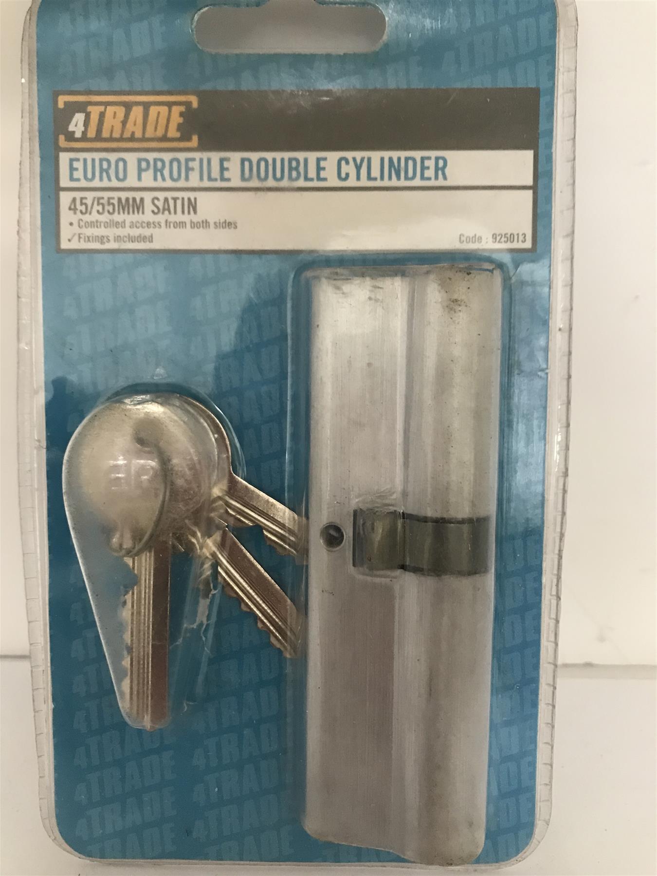 4Trade Euro Profile Double Cylinder 45/55mm Satin + 3 Keys