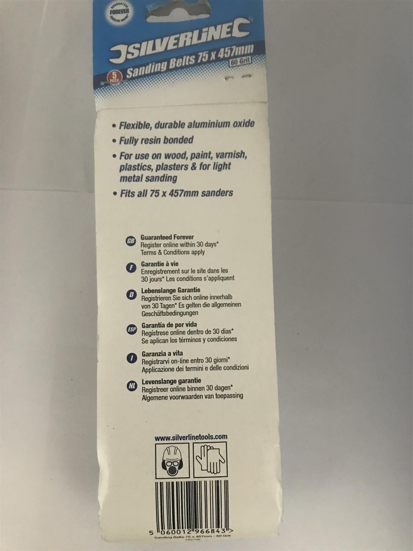 Silverline Sanding Belts 75 x 457 mm 5pk 60 Grit  185706