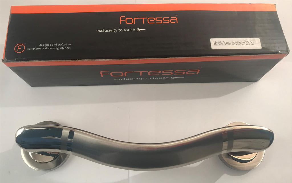 Fortessa  FACSTO-SN/NP Stockholm Door Handle Satin Nickel/Nickel Polished