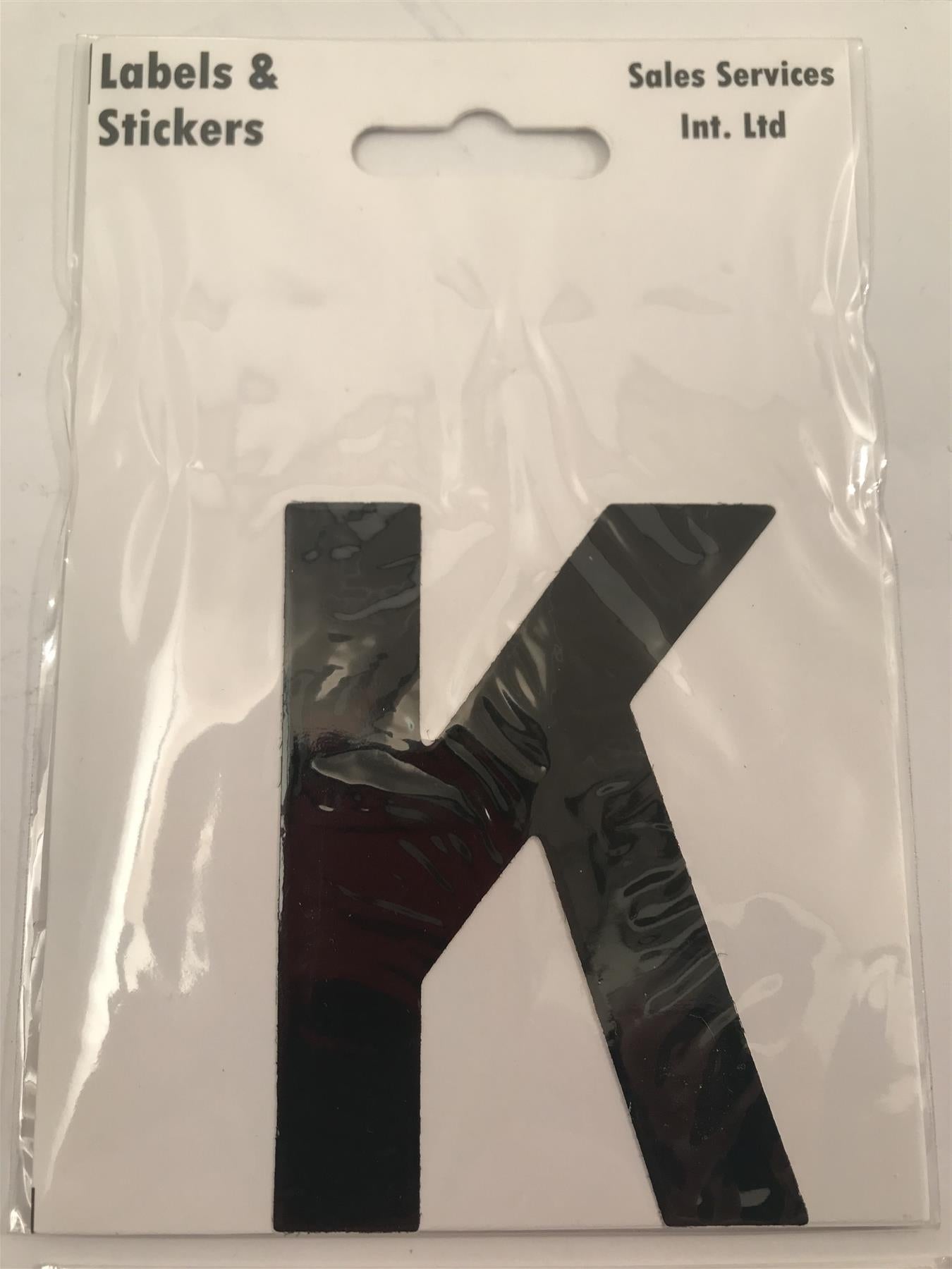 Black Letter K Self  Adhesive Waterproof Sticker 8 x 6cm