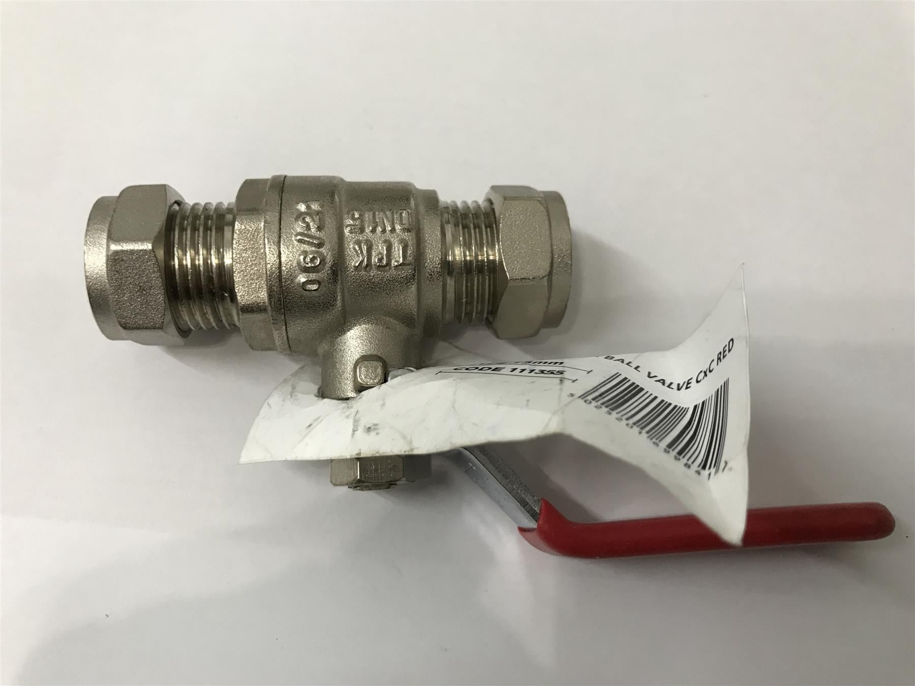 PLUMB RIGHT 15MM Compression Lever Ball Valve Red Handle