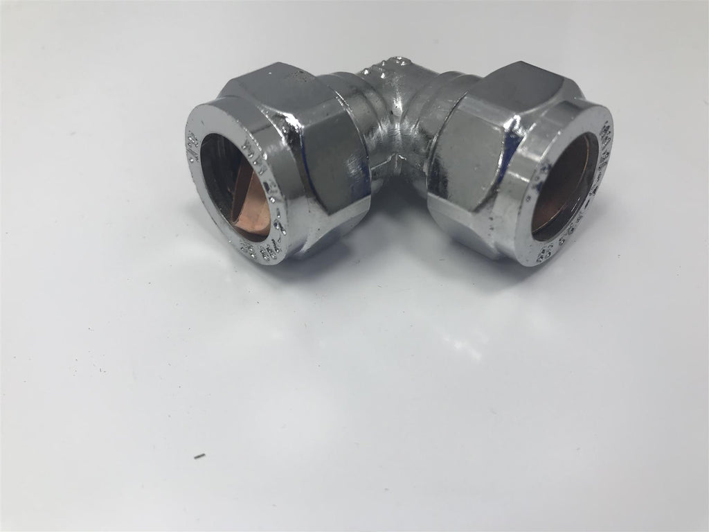 New 15mm Chrome Compression Elbow 90° Bend Chrome Plated Single