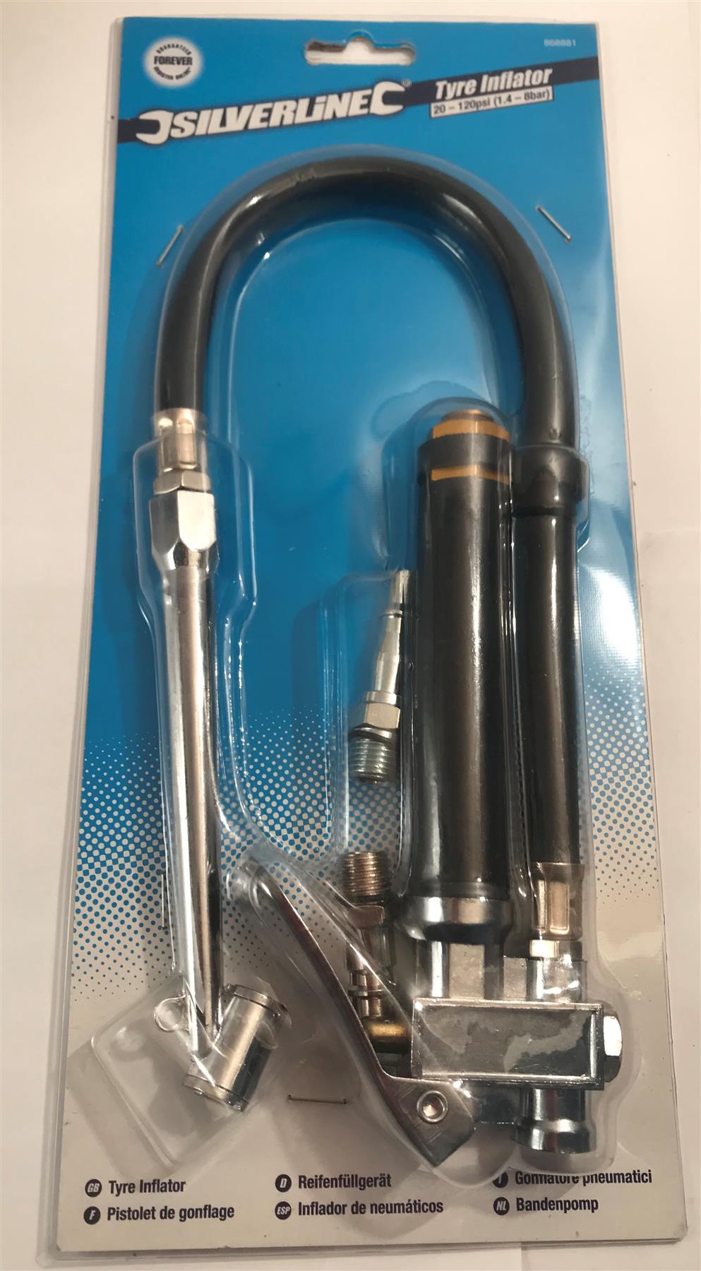 Silverline Tyre Inflator, 20 - 120 psi (1.4 - 8.2 bar)  868881