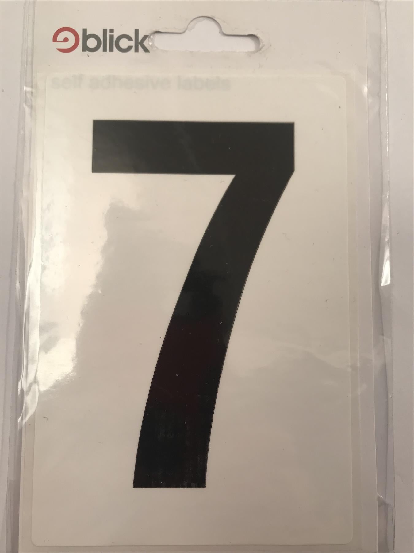 Blick Wheelie Bin Number 7 Black on White Self Adhesive Label 5" x 3 1/2"