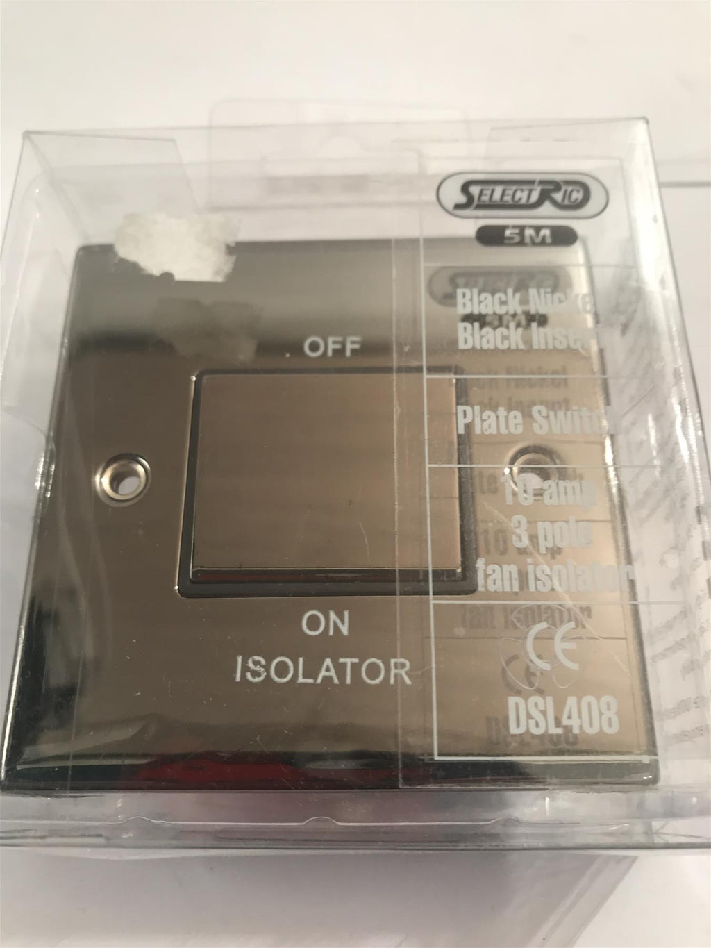 Selectric 5M 10 Amp 3 Pole Fan Isolator Black Nickel Black Insert  DSL408
