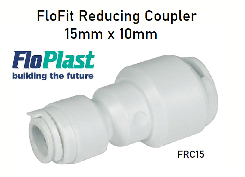NEW FLOPLAST FLOFIT REDUCING COUPLER 15X10mm FRC15 WHITE (EACH)