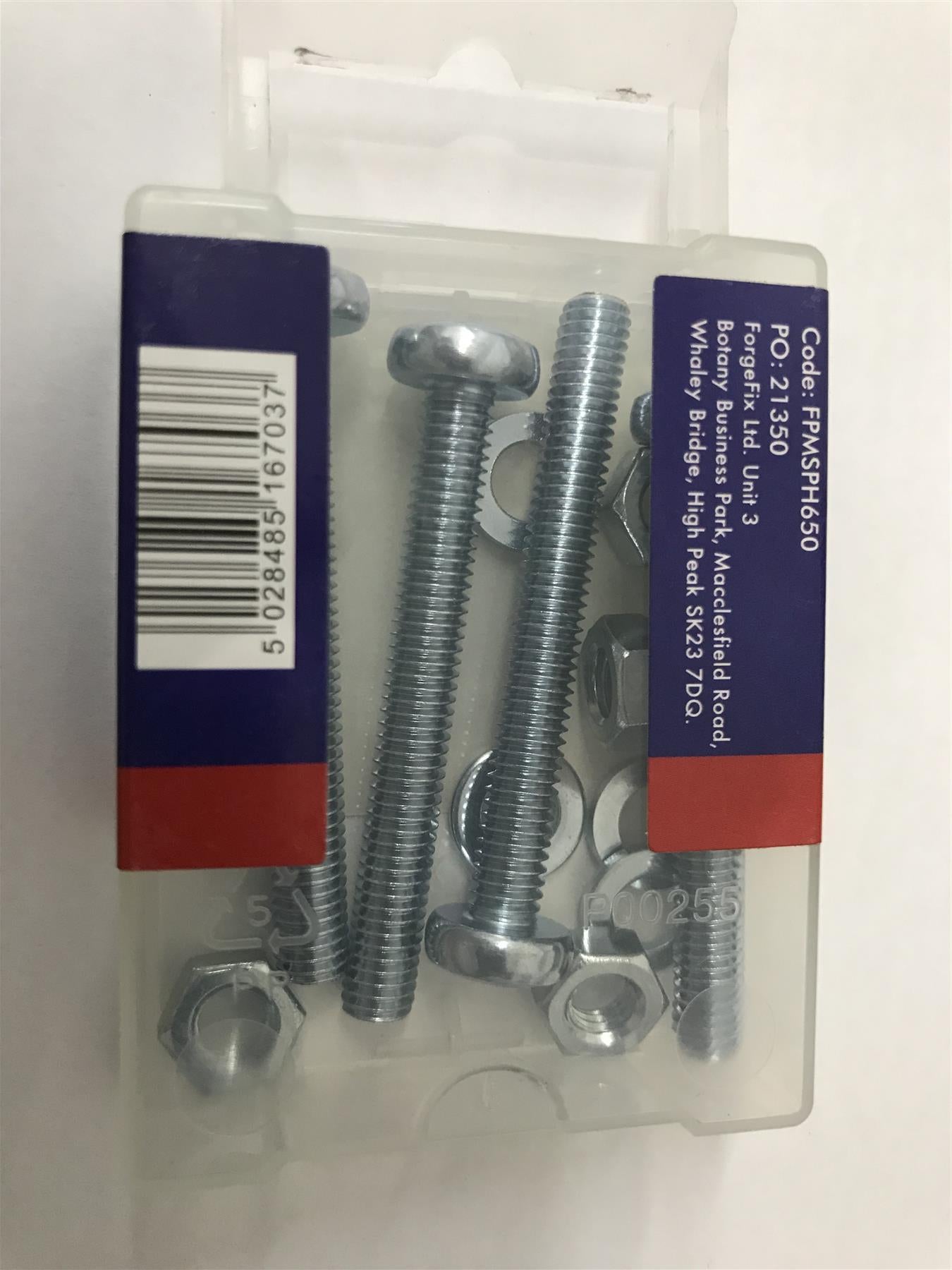 Forgefix FPMSPH650 Machine Screw Pozi Pan Head ZP M6 x 50mm Pack of 4