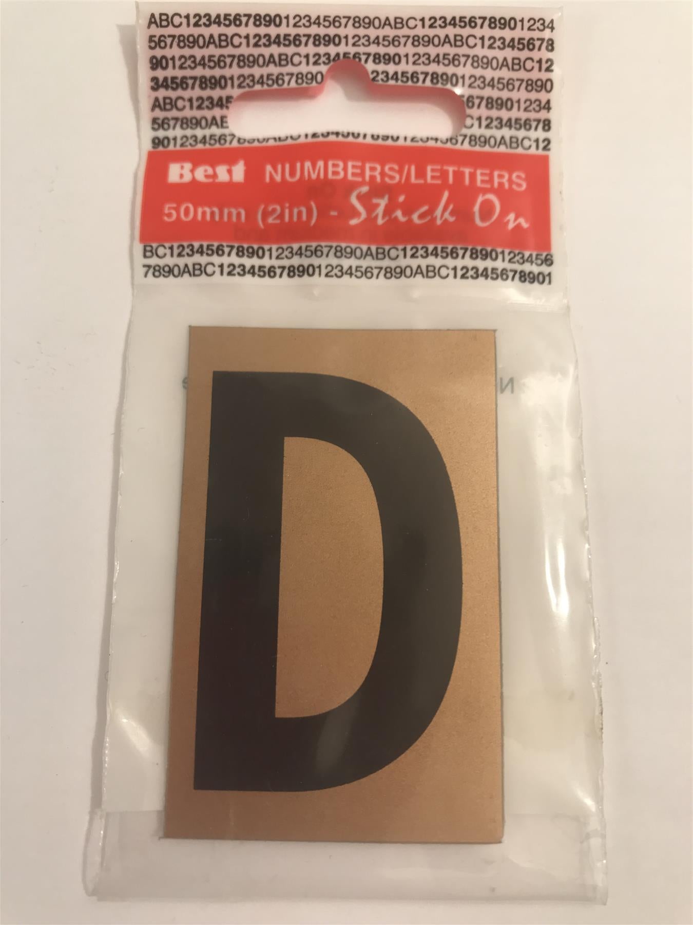 Best Gold/Black Letter D Self Adhesive 1" x 2"