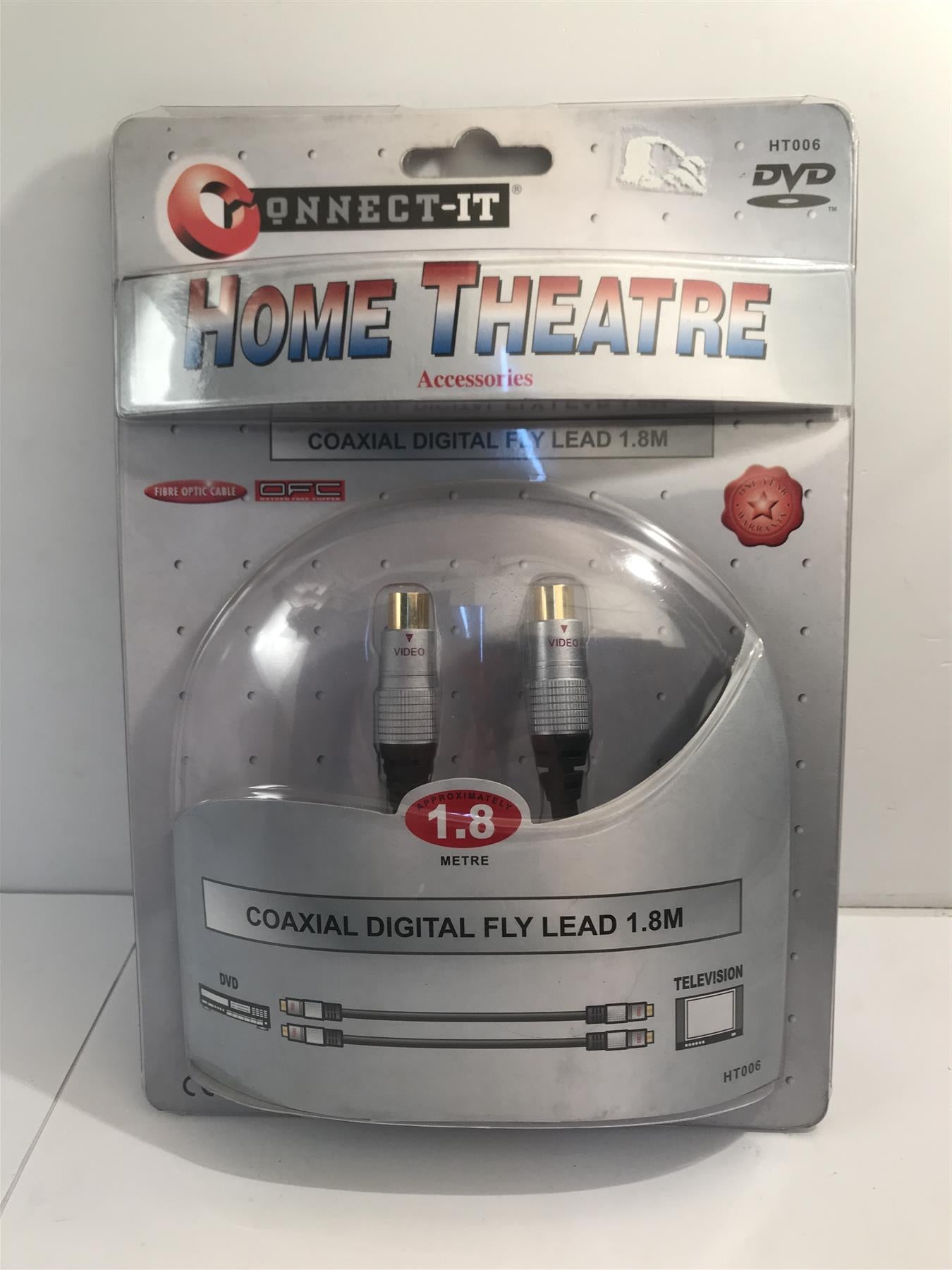 Connect-It Coaxial Digital Fly Lead Gold Plated  1.8m VCR to TV HT006