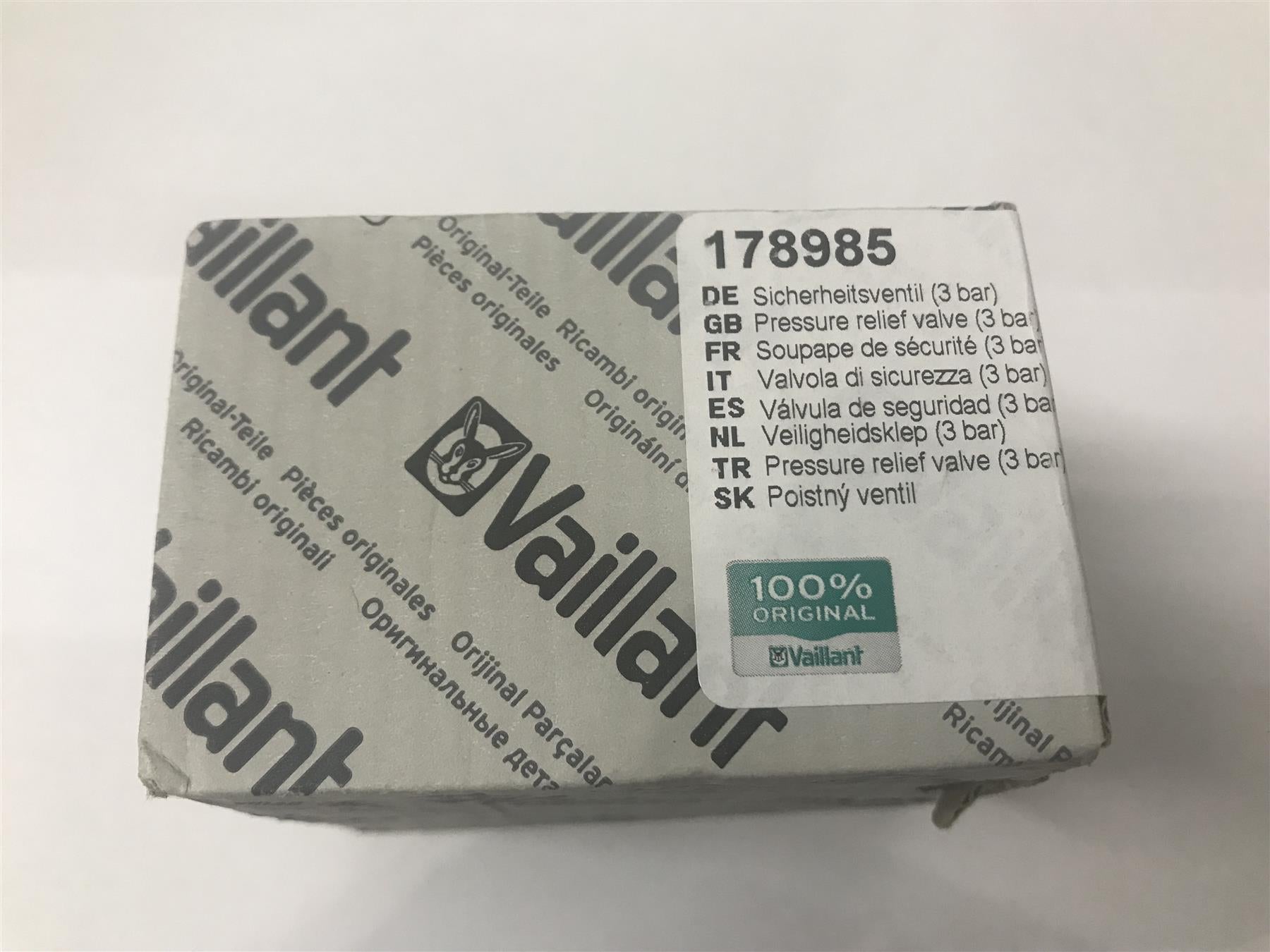 NEW VAILLANT PRESSURE RELIEF VALVE 3 BAR 178985