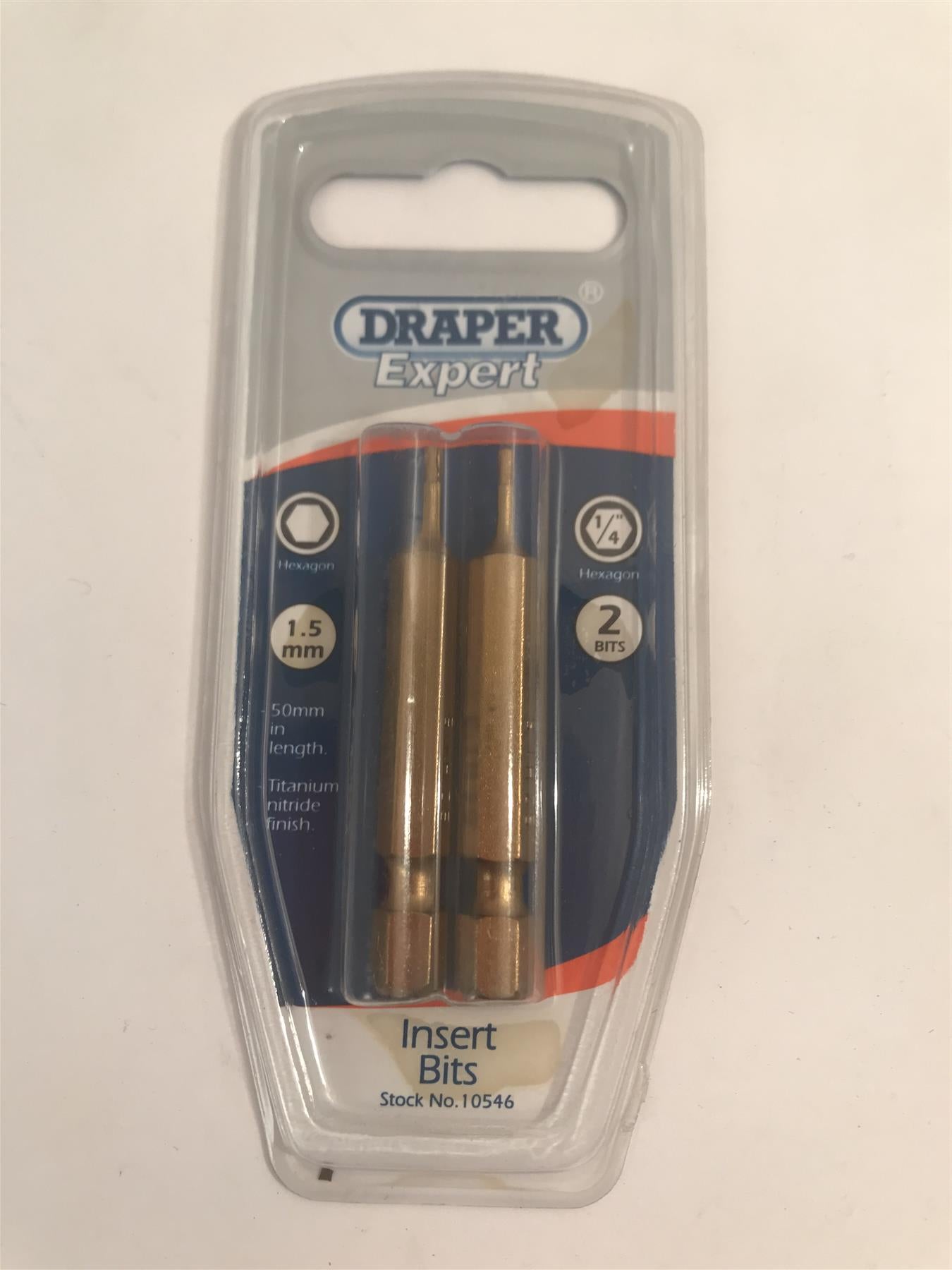 Draper Expert 1.5mm Hexagon Insert Bits (2 Pack) 10546
