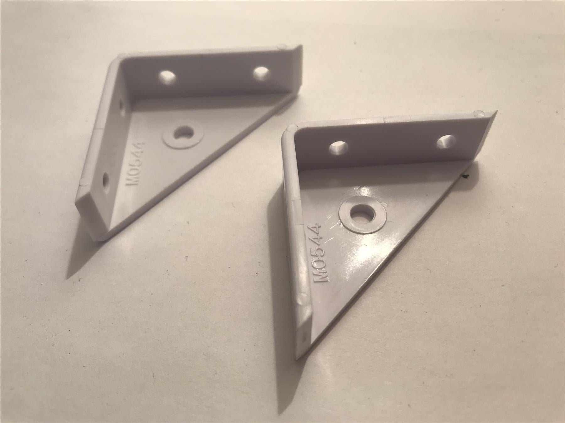 2 x White Plastic Corner Brace Brackets 50mm x 50mm