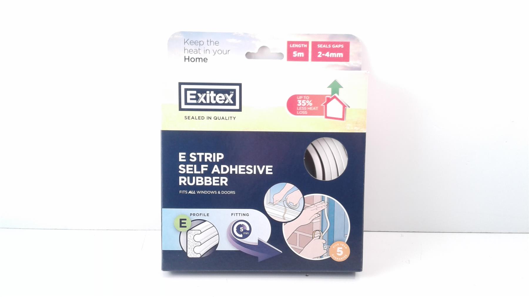Exitex E-Strip Self White Adhesive Rubber - Fits All Windows & Doors