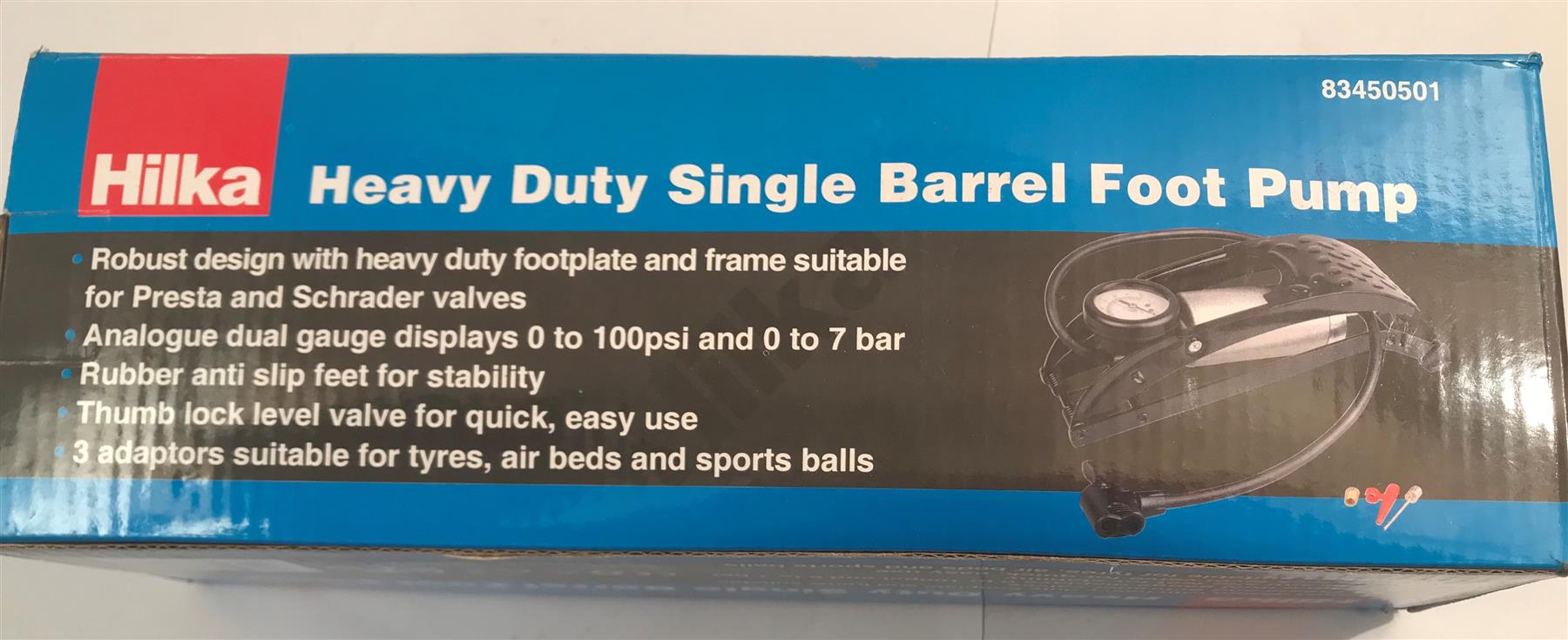 Hilka Heavy Duty Single Barrel Foot Pump 83450501