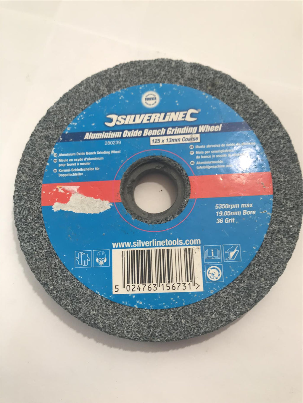 Silverline Aluminium Oxide Bench Grinding Wheel 125 x 13mm Coarse  280239