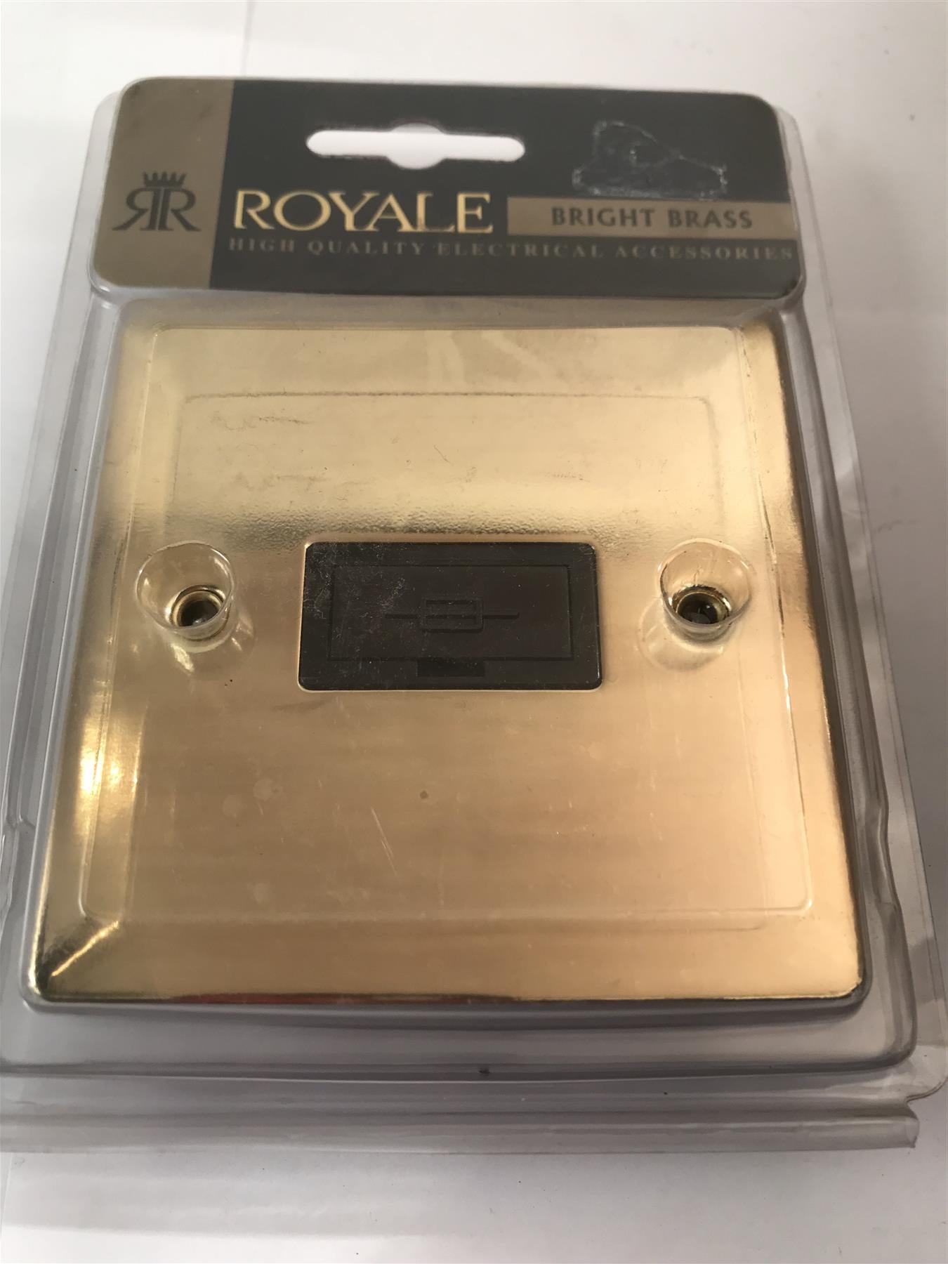 Royale 13a Fused Spur Flat Plate Polished Brass Black Insert  ZFBP19