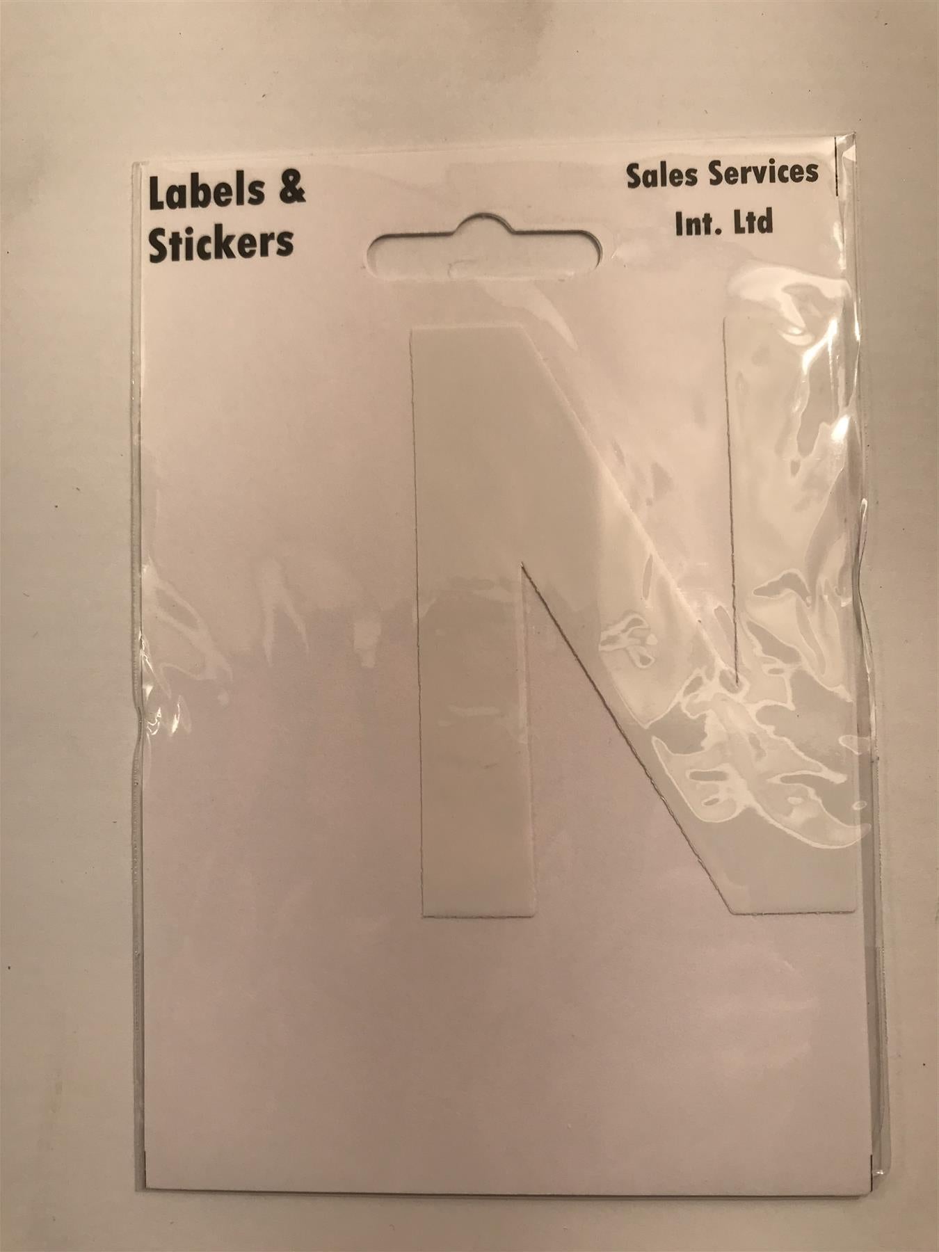 White Letter N Self  Adhesive Waterproof Sticker 8 x 6cm