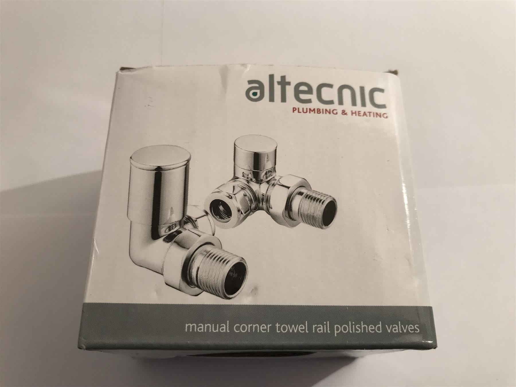 Altecnic Modern Corner Towel Rail Radiator Valves PChrome YU-JQAL029LC