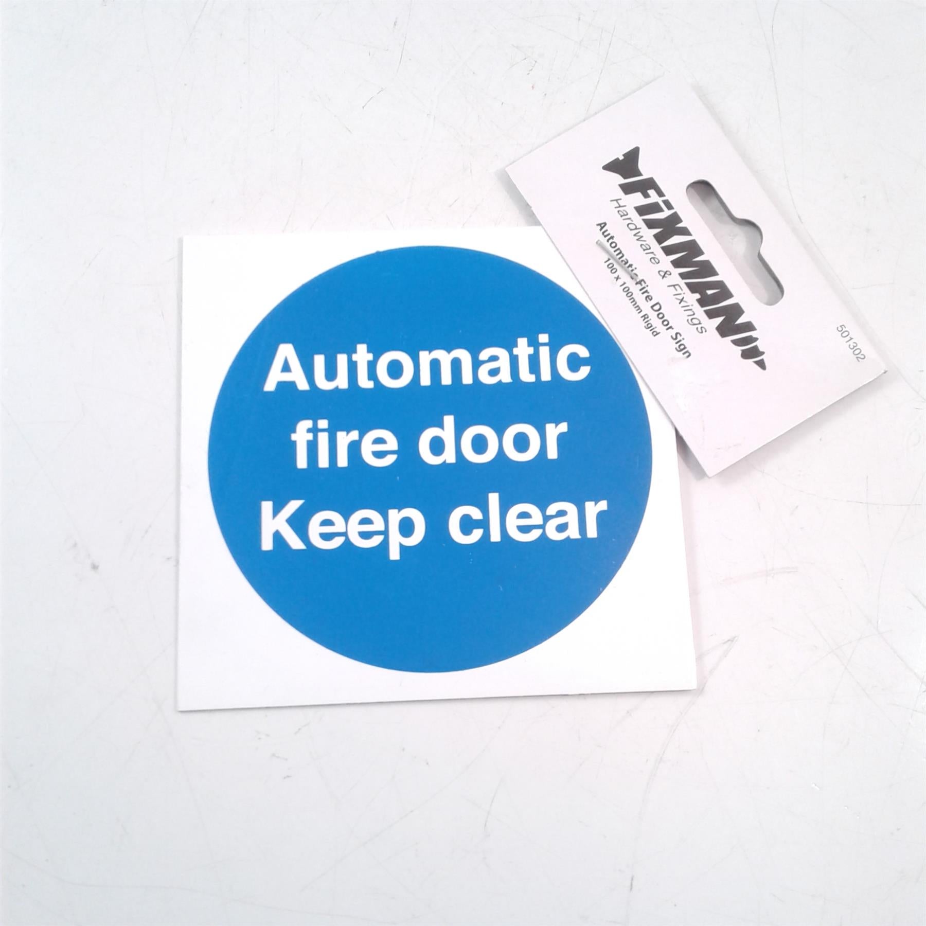 Automatic fire Door Sign 100 x 100mm Rigid